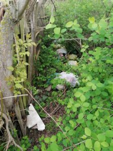 Massenweise Müll, der direkt am Zaun der Anlage abgelegt wurde.